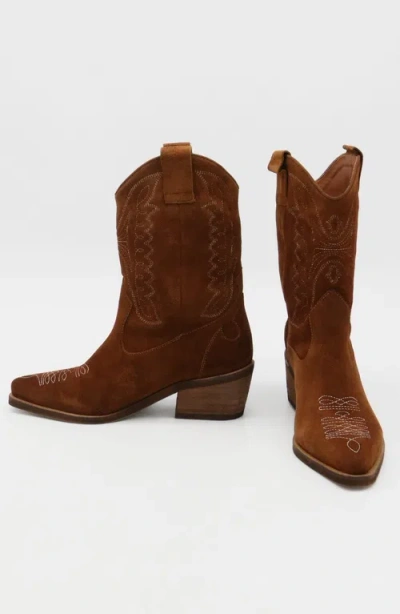 Stivali New York Suede Unstoppable Western Cowboy Boots In Brown