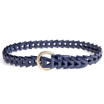 Jurgi Brand Women's Blue / Gold Triangle Loop Belt – Navy Patent Leather In Multi