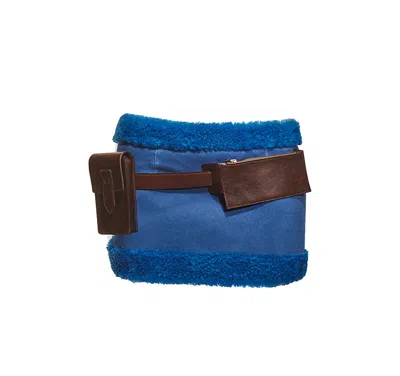 Maison Sél Women's Mini Shearling Utility Leather Skirt – Blue In Blue