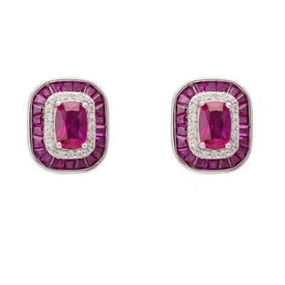 Latelita Women's Red / Silver / White Great Gatsby Stud Earrings Ruby Silver In Multi