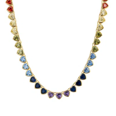 Latelita Women's Heart Garland Rainbow Gemstone Necklace Gold In Gold