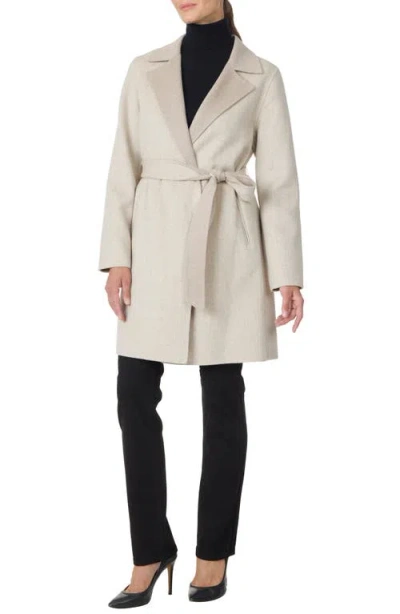 Sofia Cashmere Double Face Wool & Cashmere Wrap Coat In Neutral
