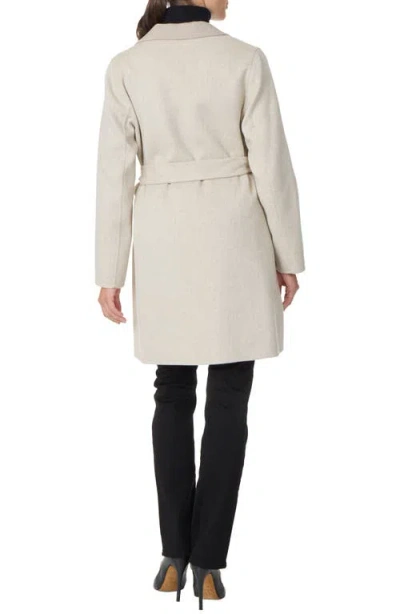 Sofia Cashmere Double Face Wool & Cashmere Wrap Coat In Neutral