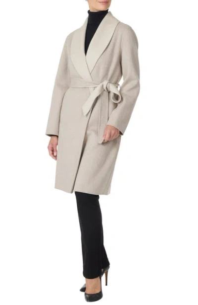 Sofia Cashmere Double Face Wool & Cashmere Wrap Coat In Neutral