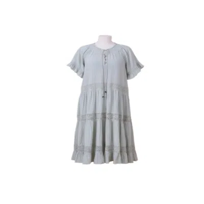 Saachi Women's Green Cotton Long Sage Kaftan Dress In Gray