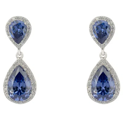 Latelita Women's Blue / White / Silver Odette Teardrop Tanzanite Earrings Silver In Multi