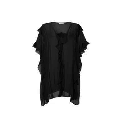 Saachi Women's Ruffled Button Black Kaftan Cover Up In Black
