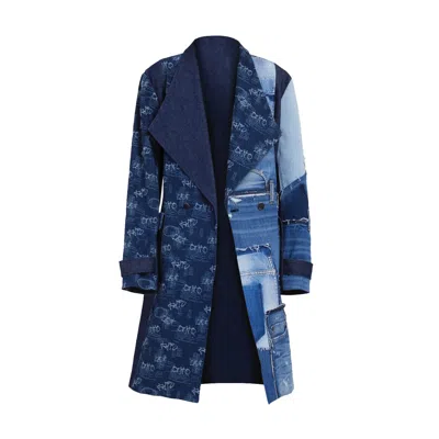 Story Wear Women's Blue Denim Laser Trenchcoat In Blue