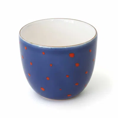 Lali Design Studio Blue / Red / White Enjoy Navy Confetti Espresso Cup Porcelain In Multi