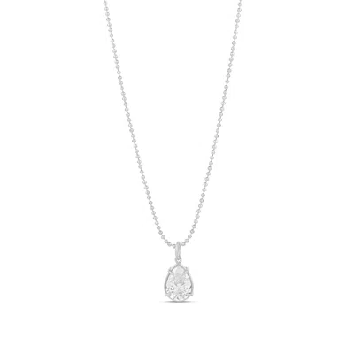 Shymi Women's Large Pear Shape Stone On A Beaded Ball Chain - Silver In Metallic