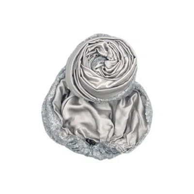 Julia Clancey Women's  Edith Glitz - Silver Silk Turban In Silver