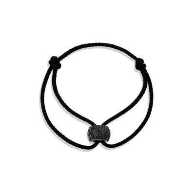 Shymi Women's Black / Gold Pave Bead Charm Cord Bracelet - Black In Black
