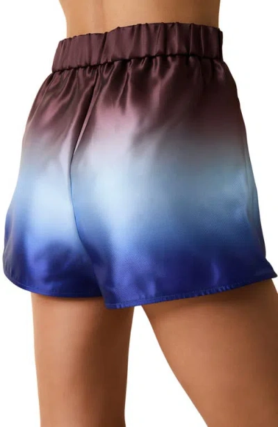 Solid & Striped The Emery Ombré Colorblock Satin Shorts In Blue