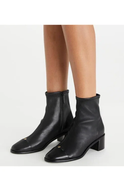 Tory Burch Cap-toe Leather Ankle Boots In Black
