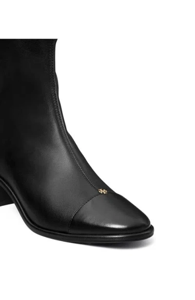 Tory Burch Cap-toe Leather Ankle Boots In Black