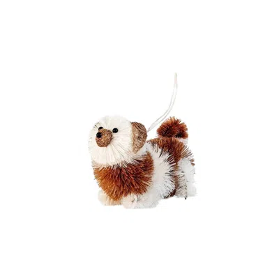 Likha Brown Set Of Three Puppy Ornament, Mahogany - Bottle Brush Ornaments In Brown