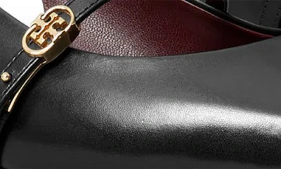 Tory Burch Double T Buckle Slingback Kitten Heel Sandals In Black