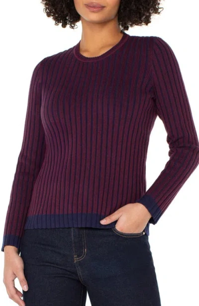 Liverpool Los Angeles Crewneck Cotton Blend Rib Sweatshirt In Purple