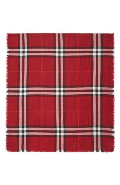 Burberry Reversible Check Wool Silk Scarf In Red