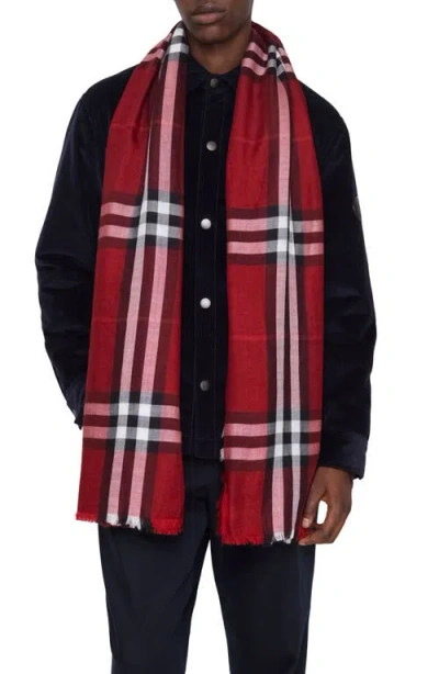 Burberry Reversible Check Wool Silk Scarf In Red