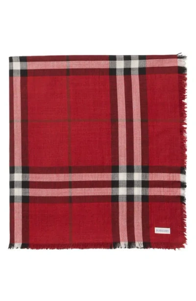 Burberry Reversible Check Wool Silk Scarf In Red