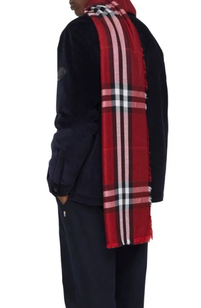 Burberry Reversible Check Wool Silk Scarf In Red