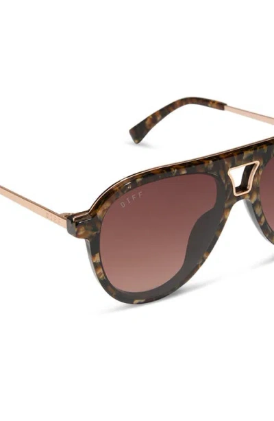 Diff Tosca Iii 56mm Aviator Sunglasses In Brown
