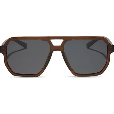 Diff Cameron 57mm Polarized Navigator Sunglasses In Brown
