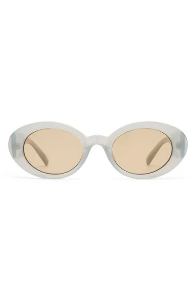 Le Specs Nouveau Vie 50mm Oval Sunglasses In White