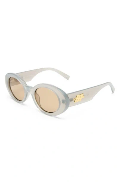 Le Specs Nouveau Vie 50mm Oval Sunglasses In White