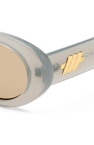 Le Specs Nouveau Vie 50mm Oval Sunglasses In White