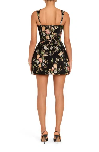 Amanda Uprichard Bethany Floral Embroidery Cocktail Romper In Black