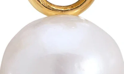 Monica Vinader Alta Freshwater Pearl Slim Huggie Hoop Earrings In Gold
