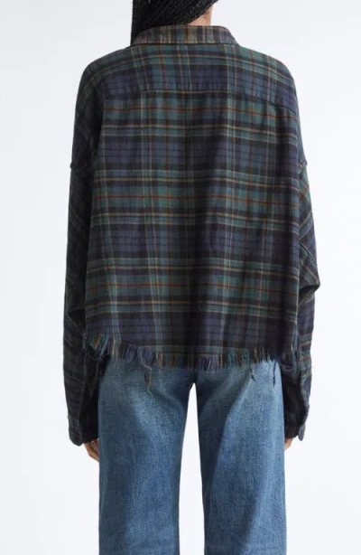 R13 Plaid Crop Button-up Work Shirt In Multi