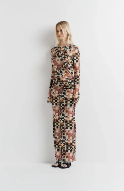 Romy Clara Mesh Dress In Brown