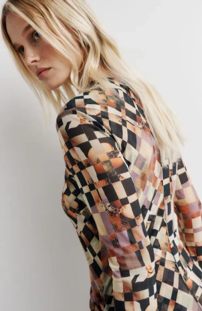 Romy Clara Mesh Dress In Brown