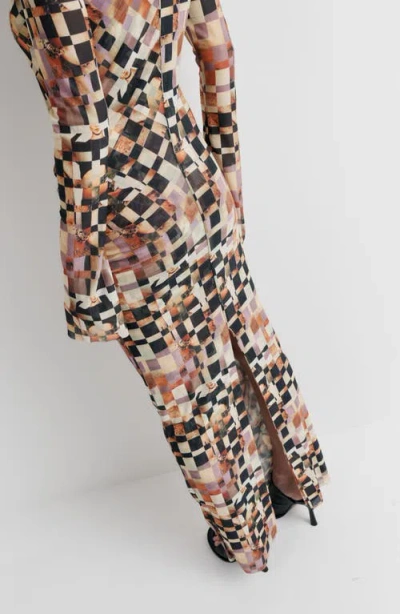 Romy Clara Mesh Dress In Brown