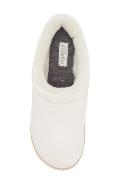 Olukai Mani Genuine Shearling Slipper In White