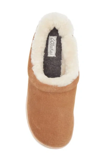 Olukai Mani Genuine Shearling Slipper In Pink