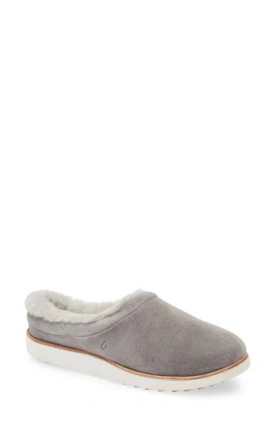 Olukai Mani Genuine Shearling Slipper In Gray