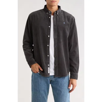 Carhartt Work In Progress Madison Corduroy Button-down Shirt In Gray