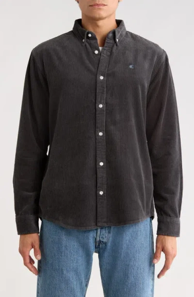 Carhartt Work In Progress Madison Corduroy Button-down Shirt In Gray