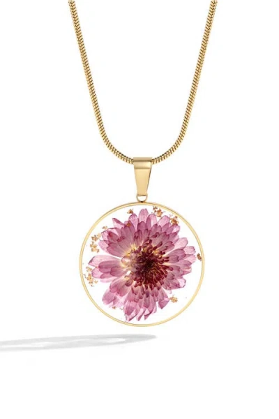 Mint & Lily Pressed Birth Flower Necklace In Gold