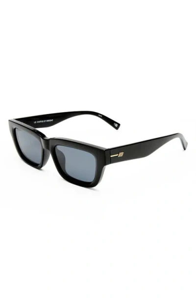 Le Specs Le Castle 54mm Polarized D-frame Sunglasses In Black