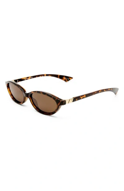 Le Specs Duskfall 55mm Oval Sunglasses In Brown