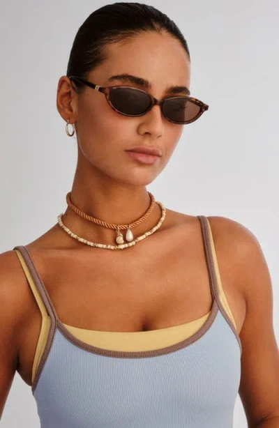 Le Specs Duskfall 55mm Oval Sunglasses In Brown