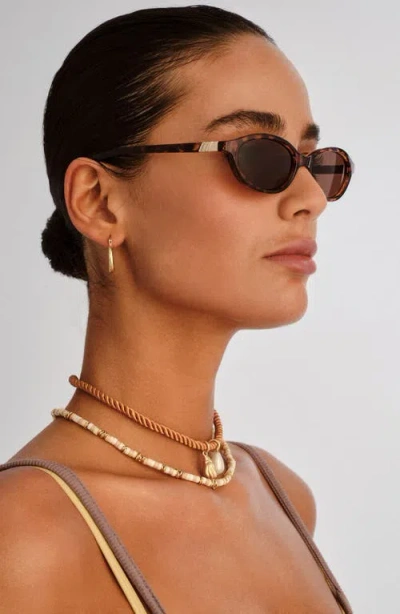 Le Specs Duskfall 55mm Oval Sunglasses In Brown