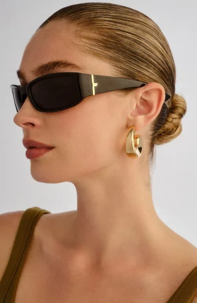 Le Specs Du Jour 60mm Rectangular Sunglasses In Black