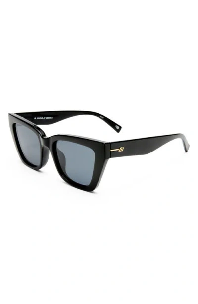Le Specs Le Coeur 53mm Polarized Cat Eye Sunglasses In Black