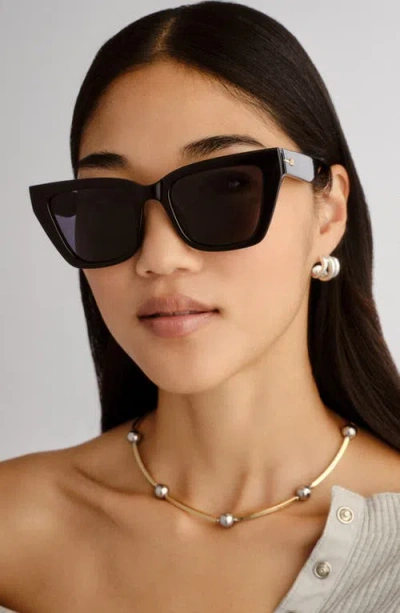 Le Specs Le Coeur 53mm Polarized Cat Eye Sunglasses In Black